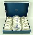 A Royal Worcester Asian porcelain coffee set of six cans and saucers decorated with Asian Pheasants,... 