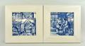 A pair of Royal Goedewaagen delftware tiles, 'The Scrapboiler' after Christopher Weigel, and 'The Oi... 