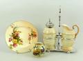 A Locke & Co, Worcester, porcelain strawberry set, late 19th century, with leaf moulded decoration i... 