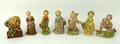 A group of Wade Nursery Rhyme figures, comprising; Humpty Dumpty, Jack and Jill, Wee Willie Winky, T... 