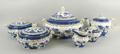 A Booths and Royal Doulton blue and white pottery part dinner, tea and coffee service decorated in t... 