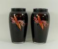 A pair of Stourbridge, DG ware cased glass canisters, lids lacking, decorated with dragons, 18cm hig... 