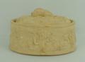 A Wedgwood terracotta game pie dish, late 19th century, moulded with partridge and garlanded with gr... 