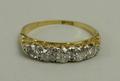 A Victorian 18ct gold and rose cut diamond five stone ring, approximately 0.5ct, size J, 2.2g.