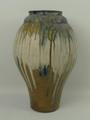 A Roger Guerin, Bouffioulx, Belgian Studio Art vase circa 1930, of ogee form with white and blue str... 