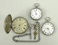 A Victorian gentleman's silver hunting cased, key wind pocket watch, enamel dial bearing Roman numer... 