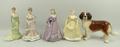 A group of four Coalport porcelain figures, comprising; 'Promenade', 'Emily', 'Serenade', and 'Moonl... 