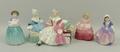 A group of Royal Doulton porcelain figures, comprising; 'Rose' HN1368, 'Bunny' HN2214, 'Dinky Do' HN... 
