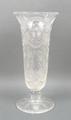 A 19th century cut glass stem vase engraved with flowers and cross hatched decoration, 26cm.