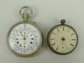 A William IV silver open faced, key wind pocket watch, having enamel dial bearing Roman numerals, a ... 