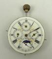 A moon phase calendar pocket watch movement with lever escapement, possibly Swiss, circa 1900, with ... 