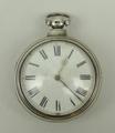 A pair cased verge escapement pocket watch, Henry Sargisson, Hogsthorpe,  having a white dial with R... 