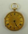 A Victorian 18ct gold gentleman's open faced, key wind pocket watch, with floral engraved dial beari... 