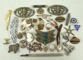 A quantity of jewellery including a lady's 9ct gold cased wristwatch, cameo brooch, bust portrait of... 