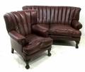 A modern Blake red leather two seater Midi sofa by Contrast Upholstery, raised on cabriole legs and ... 