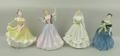 A group of Royal Doulton porcelain figures, comprising; 'June' HN2991, 'Adrienne' HN2304, 'Bride (Wh... 