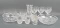 A set of four Waterford water glasses decorated in the 'Colleen' pattern, six smaller glasses, a Goe... 