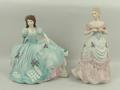 A Coalport porcelain figure modelled as 'Opening Night' and another modelled as 'On the Balcony', bo... 