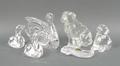A group of Waterford crystal figures, comprising; a Labrador Retriever, Sea Horse, a swan, two cygne... 