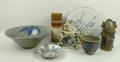 A group of studio pottery including a Highland Pottery platter, 26cm diameter, Carn Pottery vase and... 