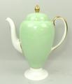 A Wedgwood part coffee service, early 20th century, in sage green with a gilt dash border, pattern n... 