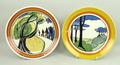 A Wedgwood, Clarice Cliff reproduction Bizarre 'Blue Firs' plate number 3376B, and another, 'May Ave... 