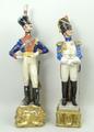 A pair of Capodimonte porcelain figures of Napoleonic soldier, by B Merli, one of a British Cavalry ... 