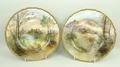 A pair of Royal Doulton porcelain plates painted by J Hughes, signed, with Linlithgow and Ardencapel... 