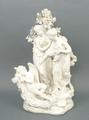 A parian figural group, early 19th, modelled as Psyhe and her sister looking down upon a sleeping Cu... 