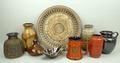 A group of West German ceramics including a Bay Keramik platter, and various vases by the Scherrich ... 