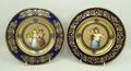 A pair of Pirkenhammer porcelain cabinet plates, late 19th century, painted centrally with figures, ... 