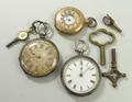 A group of three pocket watches comprising a lady's silver pocket watch, London 1877 engraved W&G Hi... 