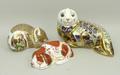 A Royal Crown Derby porcelain imari paperweight modelled as a Cottage Garden Kitten, circa 2002, a H... 