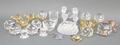 A quantity of Swarovski crystal paperweights and ornaments including two salt cellars, a pair of can... 