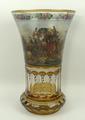 A Bohemian flash and painted glass vase, late 19th century, of trumpet form painted with a coaching ... 