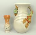 A Clarice Cliff Newport pottery jug decorated in the 'My Garden' pattern, no 907, 23cm high, and a C... 