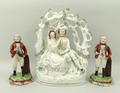 A pair of Obadiah Sherratt pearlware figures, early 19th century, modelled as 'The Amputee', 16cm hi... 