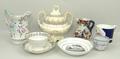 A quantity of ceramics including a Ridgways porcelain part tea service, mid 19th century, five irons... 