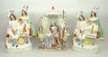 A Staffordshire pottery flatback figure group, mid 19th century, modelled as King John signing the M... 