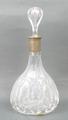 A German cut glass decanter, with an 800 grade silver collar, with original stopper, 33cm high.