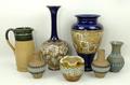A quantity ceramics comprising a Royal Doulton China Slaters vase, 22cm high, slender neck vase, 16c... 