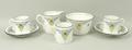 A Shelley porcelain part coffee service printed with fruit, pattern no 11560, comprising cream jug, ... 