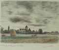 Maurice Jacque (French, 19th century): Eglise de Chailly, pries Barbizon, coloured etching, titled a... 