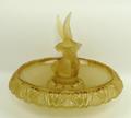An Art Deco 1930s amber glass centrepiece, modelled with a fish and seagull to the centre section, r... 