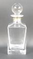 A square cut glass whisky decanter and stopper, with a silver collar, Birmingham 1999/2000, 26cm hig... 