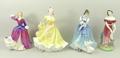 A group of four Royal Doulton figurines, comprising; Jemma HN3168, Ninette HN2379, Lorraine HN3118, ... 