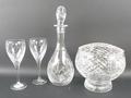 A group of Edinburgh Crystal, comprising; a decanter, 29cm high, boxed, two Skye wine glasses, 20cm,... 
