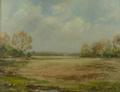 Myrtle Prosser (British, 20th century): Across the Fields, Itchenor, oil on canvas board, signed low... 