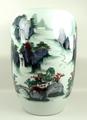A Chinese porcelain vase, 20th century, of ovoid form, painted with a landscape and calligraphy, 54c... 