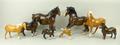 A quantity of Beswick horses, comprising two Shire, one with a plaited mane, 22cm, a Palomino horse ... 